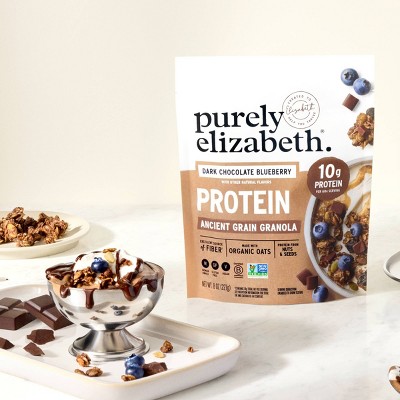 purely elizabeth. Dark Chocolate and Blueberries Protein Granola - 8oz