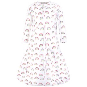 Hudson Baby Infant Girl Long Sleeve Cotton Jersey Sleeping Bag, Sack, Blanket, Modern Rainbow - 1 of 2