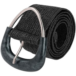 INSPIRE CHIC Women Woven Wide Stretch Straw Rattan Triangle Buckle Elastic Belts Waistband 1Pc - 1 of 4