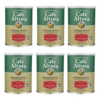 Cafe Altura Organic Ground Coffee French Roast - Case of 6/12 oz Canisters