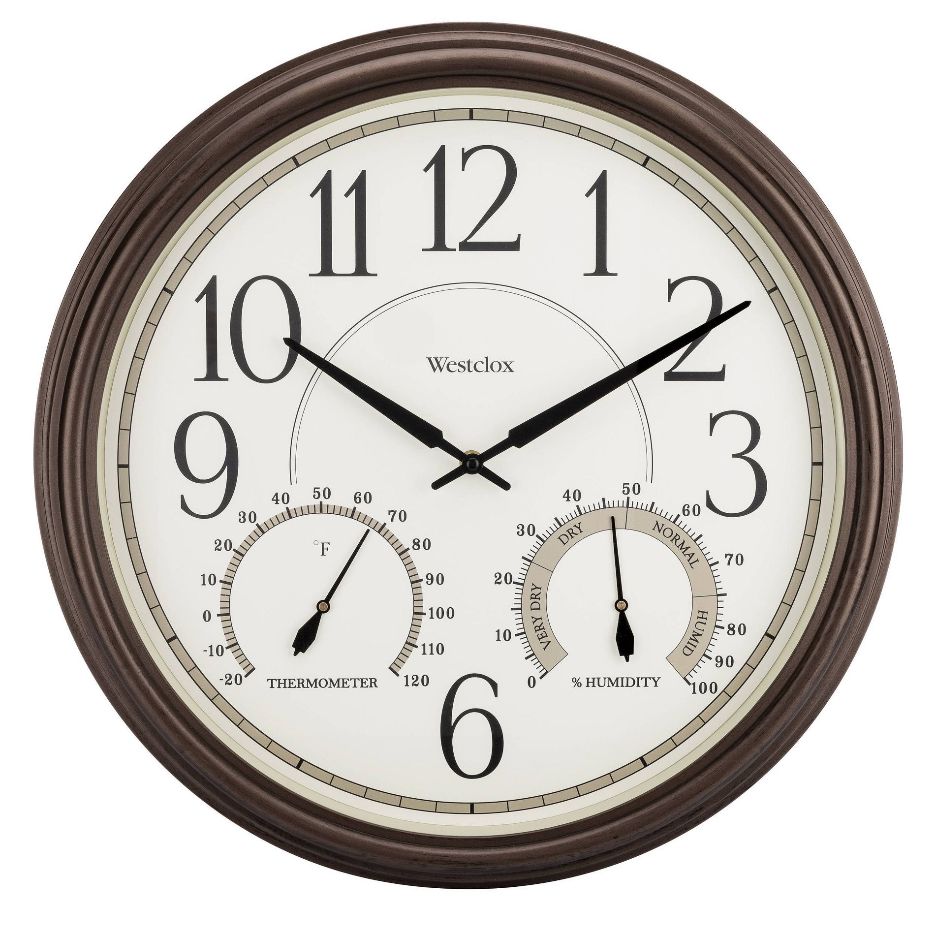 20" Indoor and Outdoor Wall Clock - Westclox: Modern Analog, Shatter-Resistant