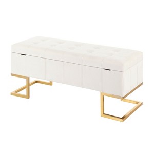 CAVINAS Velvet Storage Ottoman Bench with Gold Metal Frame,Upholstered Storage Ottoman,Storage Benches for Living Room,Bedroom - 1 of 4