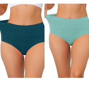 Allegra K Women's High Waist Available in Plus Size Tummy Control Briefs 2 Packs - 1 of 4