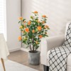 Tangkula 40" Artificial Camellia Tree Faux Flower Plant Artificial Tree in Cement Pot Greenery Potted Plant for Outdoor & Indoor Decor - 3 of 4