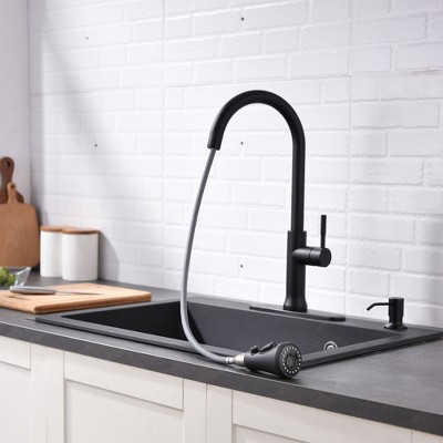 Gulches Touch-On Kitchen Faucet with Pull Down Sprayer Single Handle Brass Touch Activated Kitchen Sink Faucet with 2-Way Pull Out Sprayer, Black