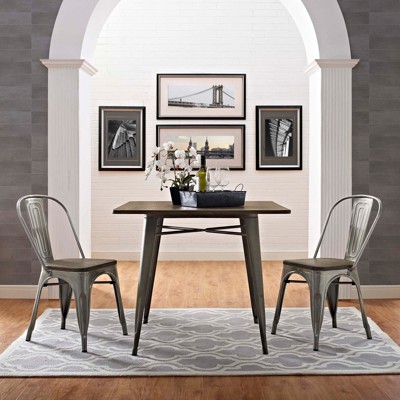 Modway Set of 2 Promenade Dining Side Chair Wood/Silver: Steel Frame, Non-Upholstered, 330 lbs Capacity