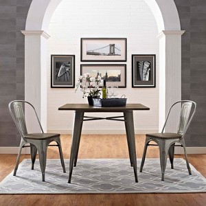 Modway Set of 2 Promenade Dining Side Chair Wood/Silver: Steel Frame, Non-Upholstered, 330 lbs Capacity - 1 of 4