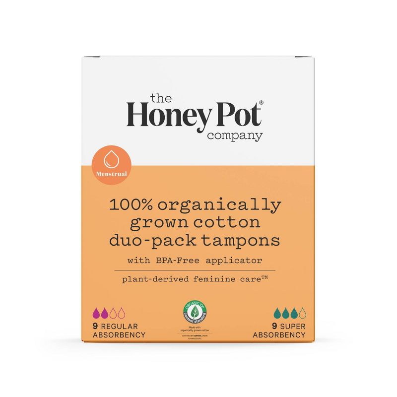 The Honey Pot Company, Organic Cotton Duo-Pack Applicator Tampons - 18ct, 1 of 11