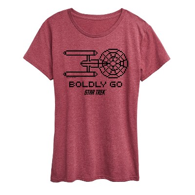 Women's - Star Trek - Boldly Go Pixelated Ship Short Sleeve Graphic T-Shirt