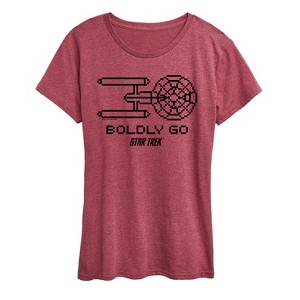 Women's - Star Trek - Boldly Go Pixelated Ship Short Sleeve Graphic T-Shirt - 1 of 4