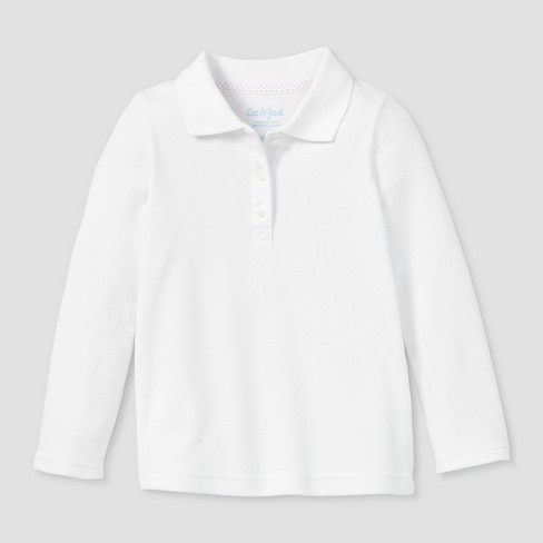 Toddler Girls' Long Sleeve Interlock Uniform Polo Shirt - Cat & Jack™ White  4T