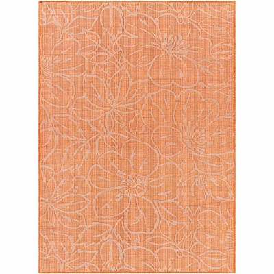 Mark & Day Broekoord 5'1"x7' Rectangle Woven Indoor and Outdoor Area Rugs Bright Orange: Stain-Resistant, Floral Polypropylene