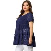 Agnes Orinda Women's Plus Size Tiered Lace Allover Round Neck Short Sleeve Mesh Peplum Blouses - 4 of 4