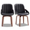 Beautyolove Modern Swivel Upholstered Faux Leather Solid Wood Dining Chairs (Set of 2) - 3 of 4