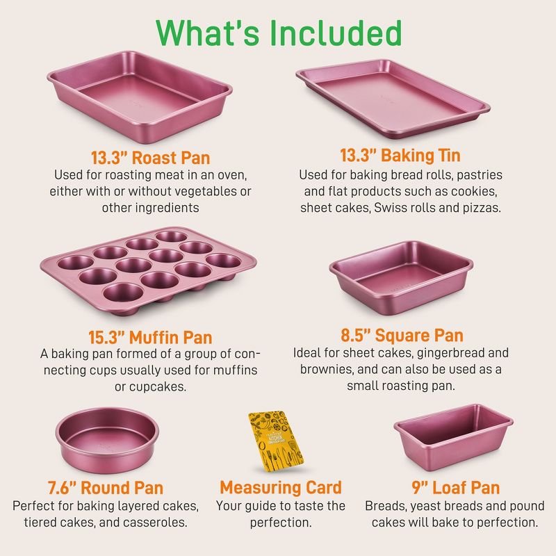 NutriChef Metallic Nonstick Ceramic Cooking Kitchen Cookware Pots and Pan Baking Set with Lids and Utensils, 20 Piece Set, Maroon Pink, 3 of 6