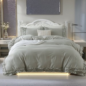 Cozy Cotton Duvet Cover Set – Soft Breathable 3-Piece Bedding with Double Ruffle Edge - 1 of 4