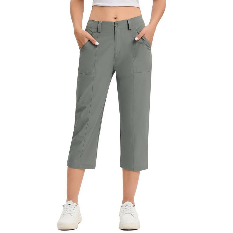 Capris for Women with Pockets Elastic Waist Dressy Casual Hiking Golf Capri Pants, 2 of 9