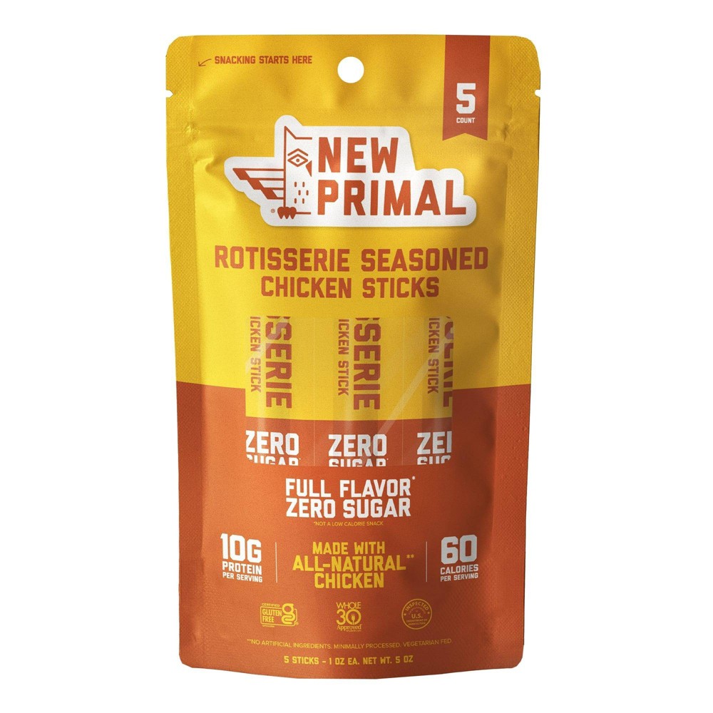 The New Primal Rotisserie Seasoned Chicken Meat Sticks Bag - 1oz/5ct
