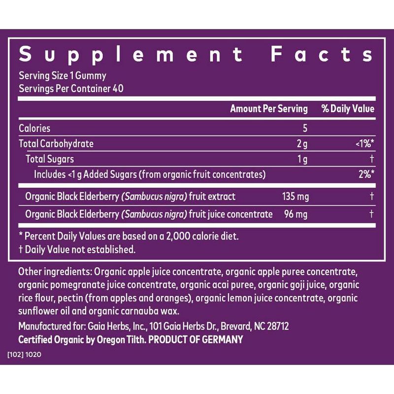 Gaia Herbs Kids Everyday Immunity Elderberry Vegan Gummies - 40ct, 5 of 6