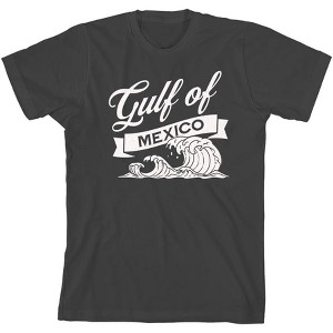Gulf of Mexico Black and White Wave Youth Crew Neck Short Sleeve Tee - 1 of 2