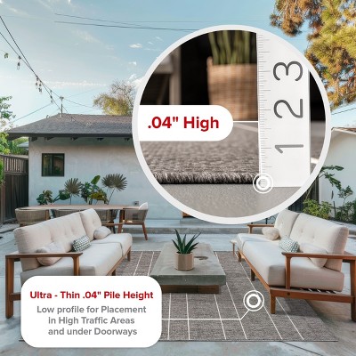 Modern Striped Gray Synthetic 64" Rectangular Easy-Care Rug