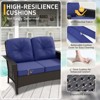 EAGLE PEAK 4 Piece Patio Rattan Furniture Conversation Set, Wicker Outdoor Couch and Chairs Set with Coffee Table - 3 of 4