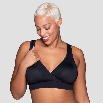 Image of Vanity Fair Womens Nursing Cross Front Pullover Bra 72074 - MIDNIGHT BLACK - M