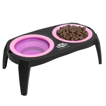 PETMAKER Raised Cat and Dog Food Bowl Stand, Pink