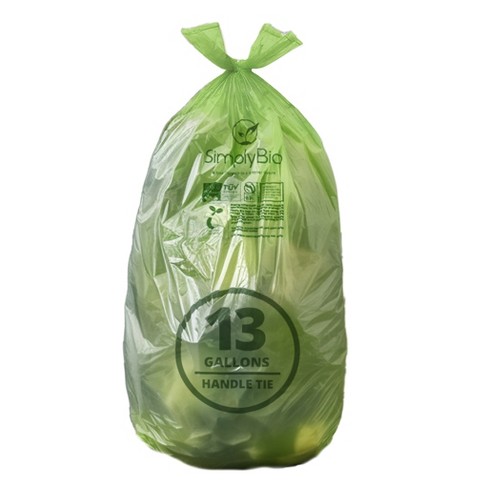 13 Gallon Compostable Tall Kitchen Trash Bags, 50 Counts, Flat Top