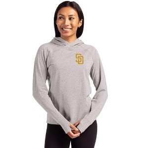 San Diego Padres Cutter & Buck Adapt Knit Recycled Womens Heathered Hooded Pullover - 1 of 1
