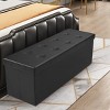 Tangkula Large Folding Storage Faux Leather Stool Brown/Black - 2 of 4