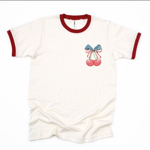 Simply Sage Market Patriotic Cherries Coquette Ringer Tee - 1 of 4