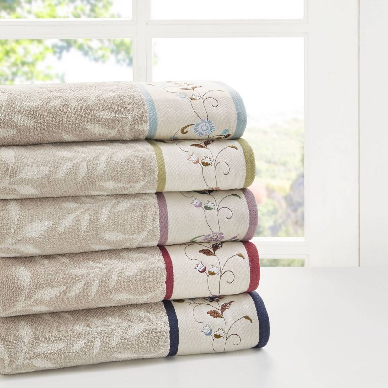 6pc Monroe Embroidered Cotton Jacquard Towel Set - Madison Park, 6 of 8