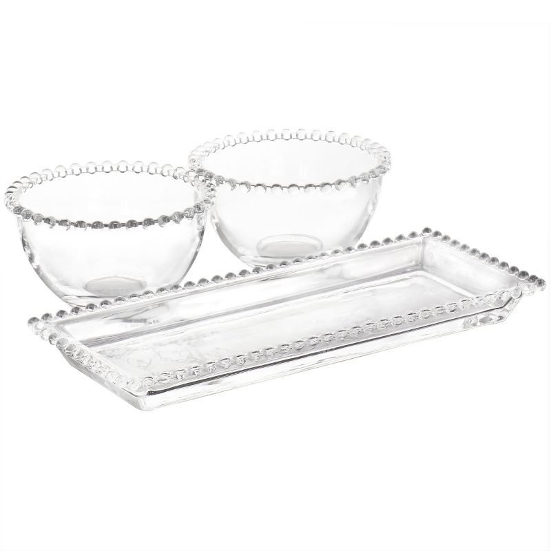 Gibson Home Sereno 3 Piece Glass Serving Platter and Bowl Set, 1 of 8