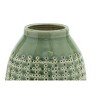 Punched clay terracotta container 7.25 inch height in green and white for home decor Melrose - 2 of 3