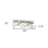 HomeRoots 55" Light And Dark Gray Chenille And Gold Metal Upholstered Bench - 3 of 4