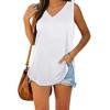 Women Summer Basic Tops Casual V Neck Tank Tops Loose Fit High Low Hem Tops Soft Shirts Tunic Tops Basic Everyday Looks - 3 of 4