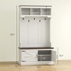 Munora HOMCOM 3-in-1 Hall Tree - Entryway Bench with Coat Rack, Shoe Storage & 5 Hooks - Farmhouse Style (White/Oak Wood Grain) - 3 of 4
