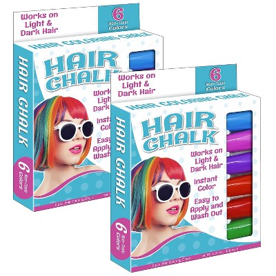 The Pencil Grip Hair Coloring Chalk 6 Colors Per Pack 2 Packs (TPG682-2)