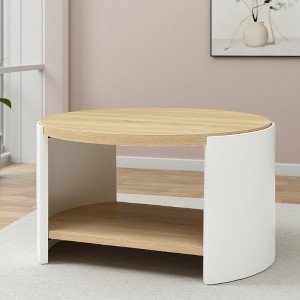 Round 2-Tier Coffee Table with Wood Top - 1 of 4