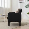 TYBOATLE Tufted Black Leather Accent Chair, Mid-Century Armchair for Office, Living Room, Bedroom - 3 of 4