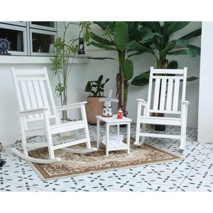 Patio Rocking Chairs With Side Table,3-Piece Chaise Rocking Chair Set,Patio Rocking Chairs With Wood-Texture -Maison Boucle - 1 of 4