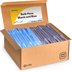 Enday Pens Bulk Black Pens Blue Pens Ballpoint, Medium Point (1.0mm), Flexible Round Barrel For Writing Comfort Ballpoint Pens For School, Office - 1 of 4