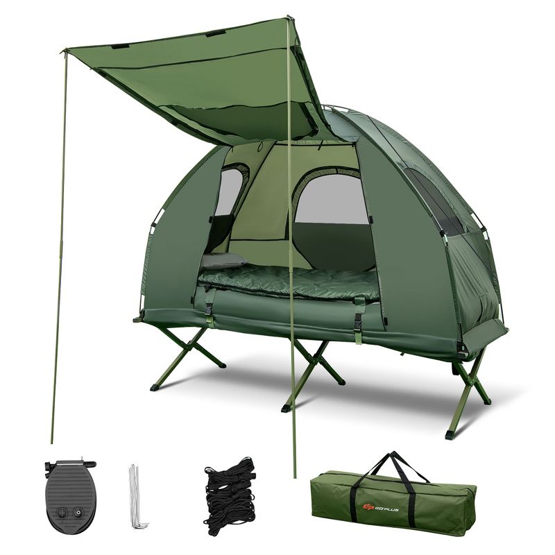 Costway 1-Person Compact Portable Pop-Up Tent/Camping Cot w/ Air Mattress & Sleeping Bag, 1 of 11