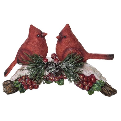 Transpac Resin 8 In. Multicolored Christmas Cardinal Branch Decor : Target