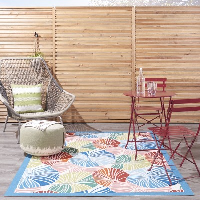 Tropical Escape Red Synthetic Rectangular Area Rug