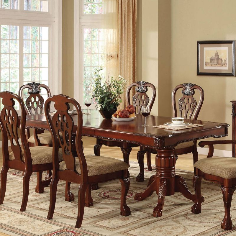Belliere&#160;Elegant Carved Double Pedestal Extendable Dining Table Red - HOMES: Inside + Out, 3 of 6