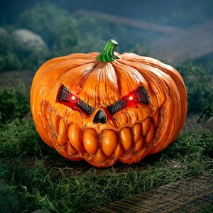 Seasons 9 in Light-Up Scary Plastic Pumpkin With Sound - Orange - 1 of 2