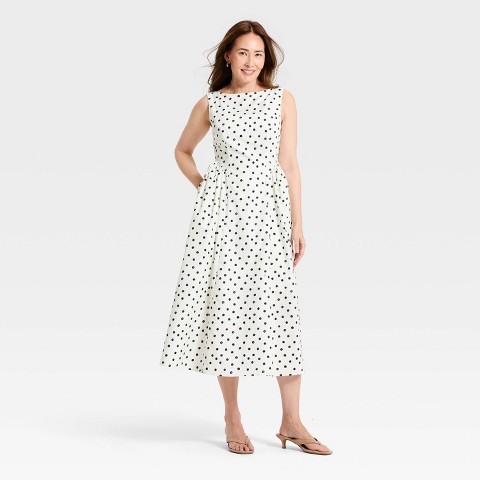 Женские платья A New Day Women's Corset Midi A-Line Dress - A New Day™ White Polka Dots M