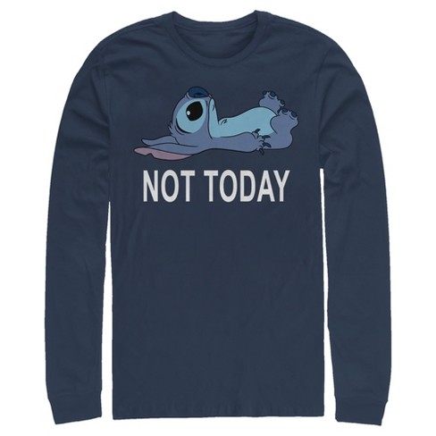Men's Lilo & Stitch Not Today Long Sleeve Shirt - Navy Blue - 2X Large